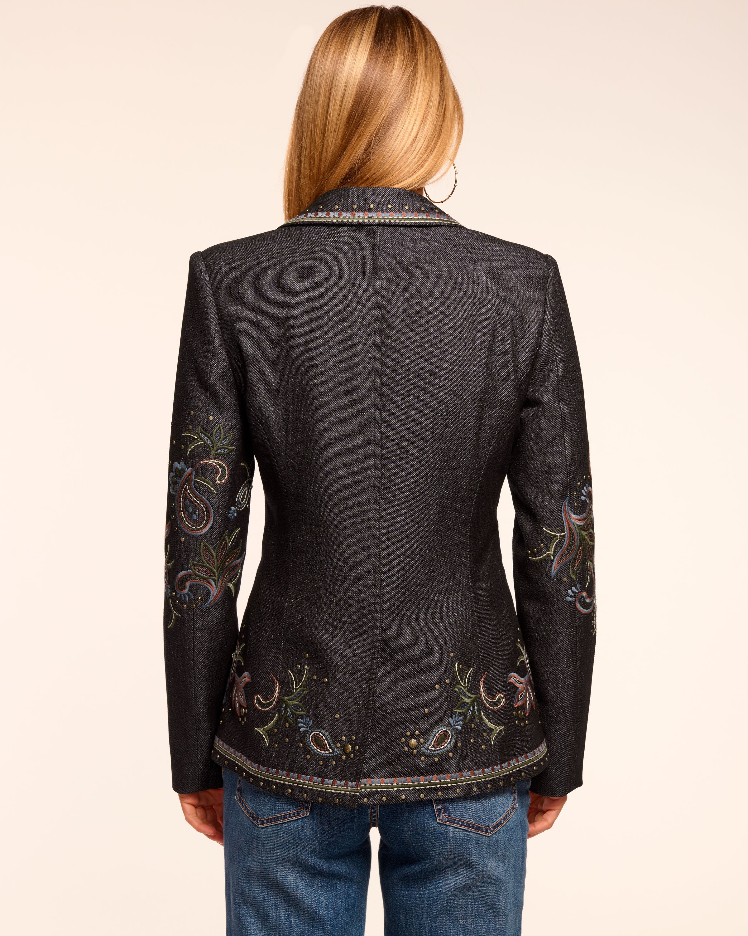 Laura Embroidered Denim Blazer