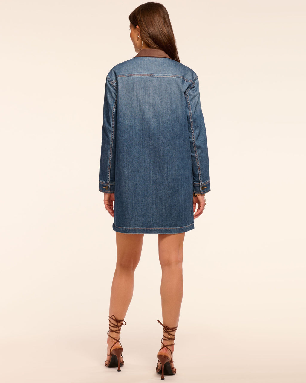 Winnifred Faux Suede Trim Denim Mini Dress