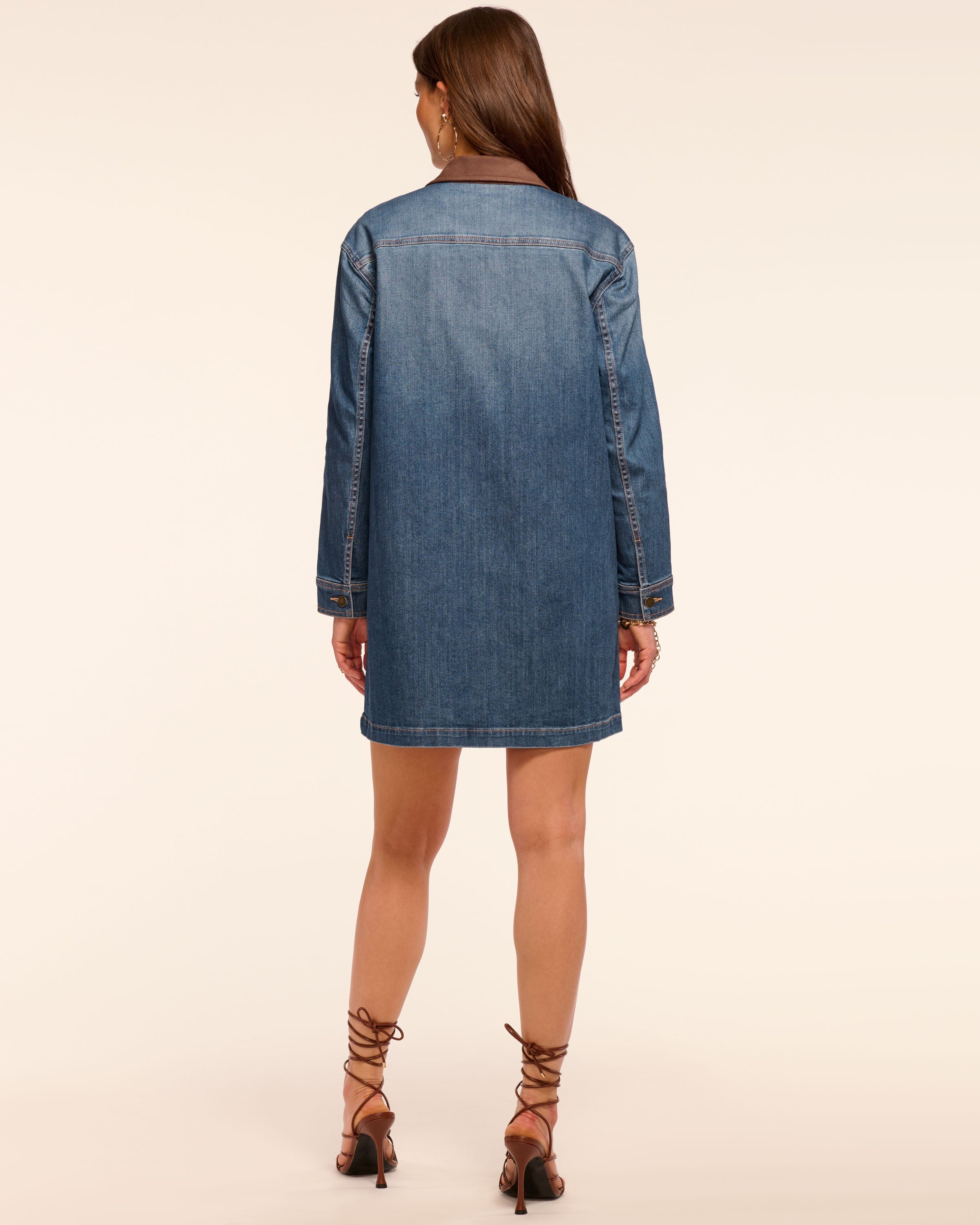 Winnifred Faux Suede Trim Denim Mini Dress