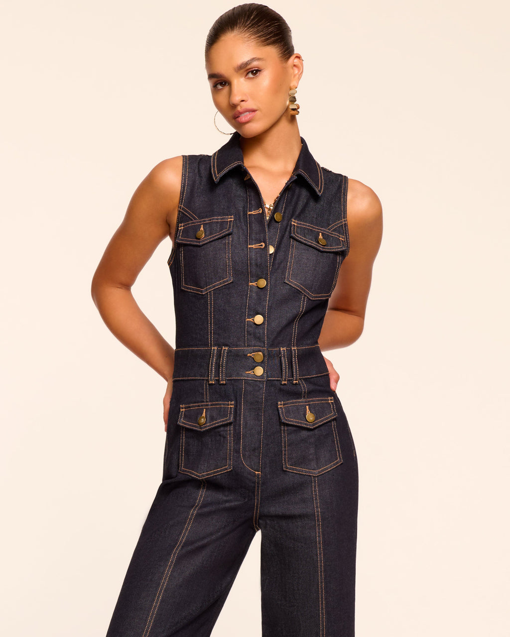 Stephania Sleeveless Denim Jumpsuit