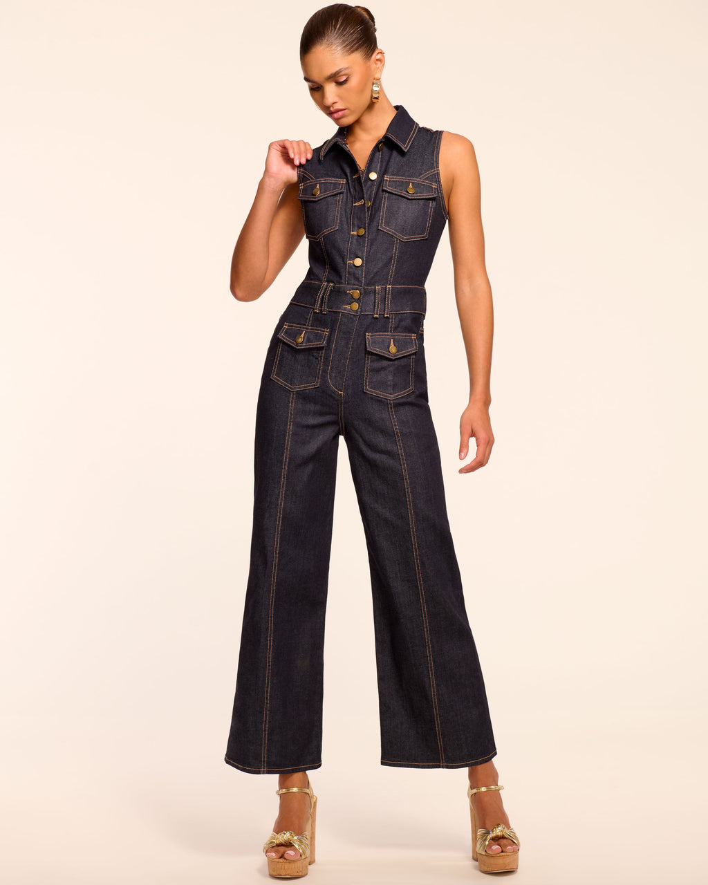 Stephania Sleeveless Denim Jumpsuit